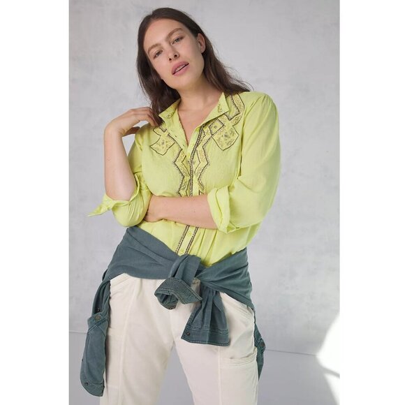 Anthropologie Pilcro Nayeli Beaded Buttondown - Picture 2 of 15